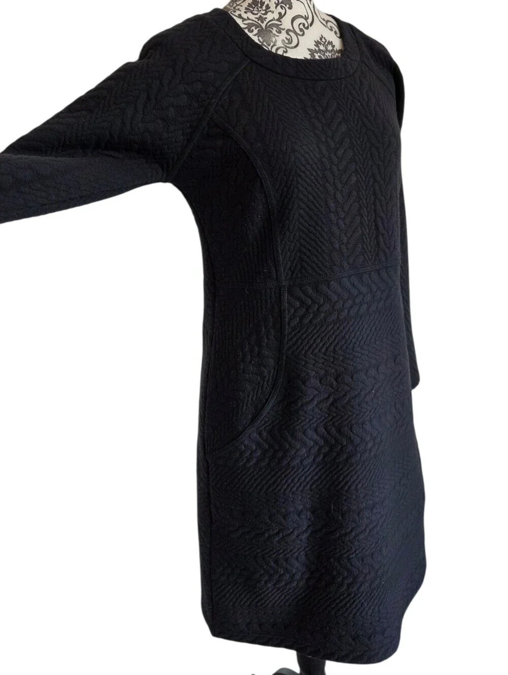 prAna Macee Jacquard Knit Dress Women Small Black Minimalist - Picture 6 of 12